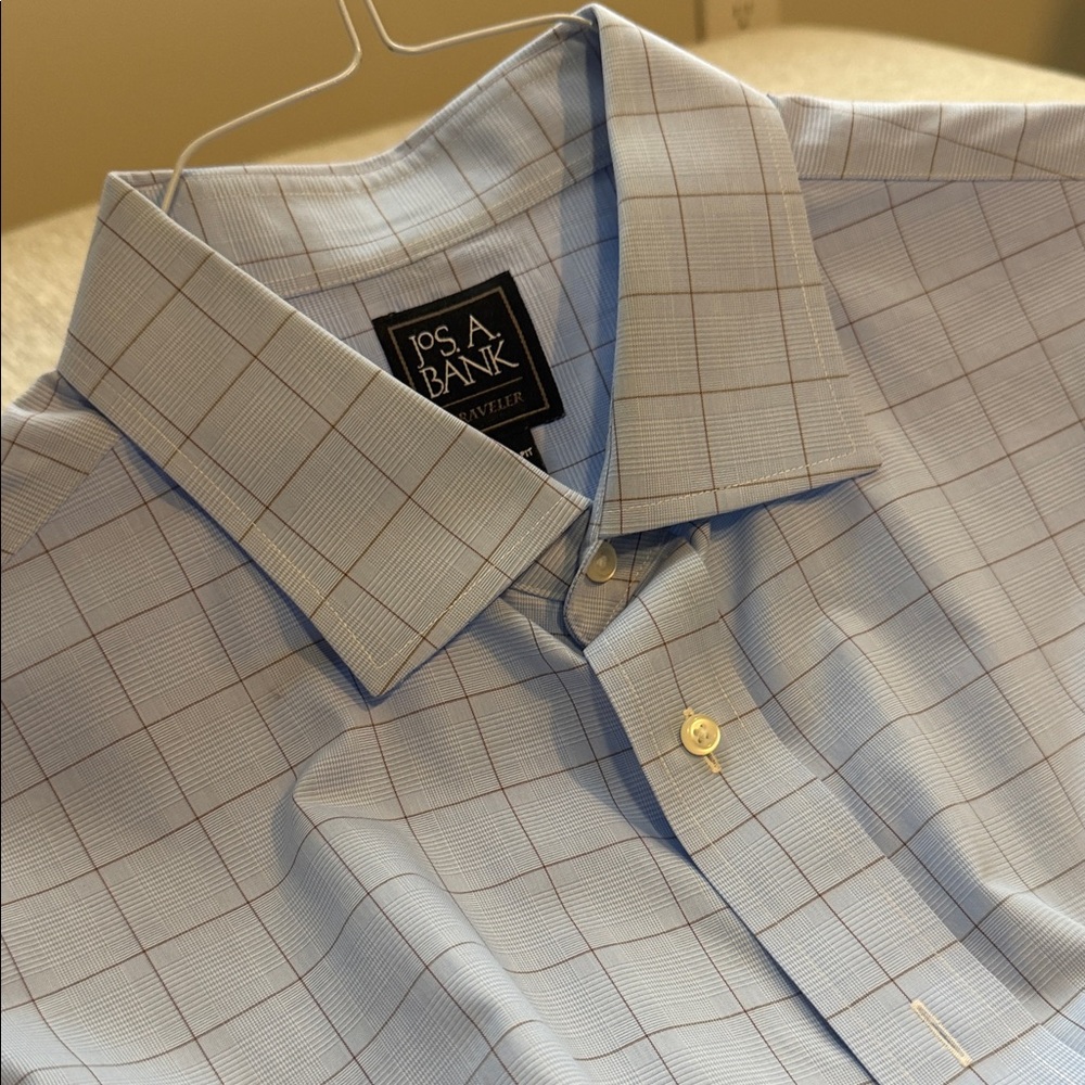 Jos. A. Bank Light Blue Plaid Dress Shirt